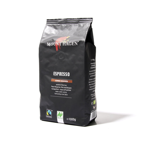Kaffe: Mount Hagen espresso-bønner 1 kg økologisk Fair Trade
